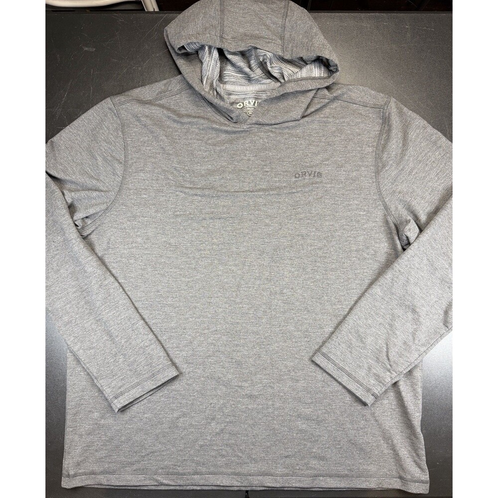 Orvis Men's XL French Terry Pullover Hoodie Grey Gray Extra Large